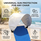 Clip-On Chair Sunshade Foldable Adjustable Canopy for Beach Camping Fishing and Outdoor Use