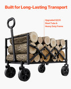 Portable Folding Utility Wagon Cart 100Kg Capacity with All-Terrain Wheels for Beach Grocery and Garden