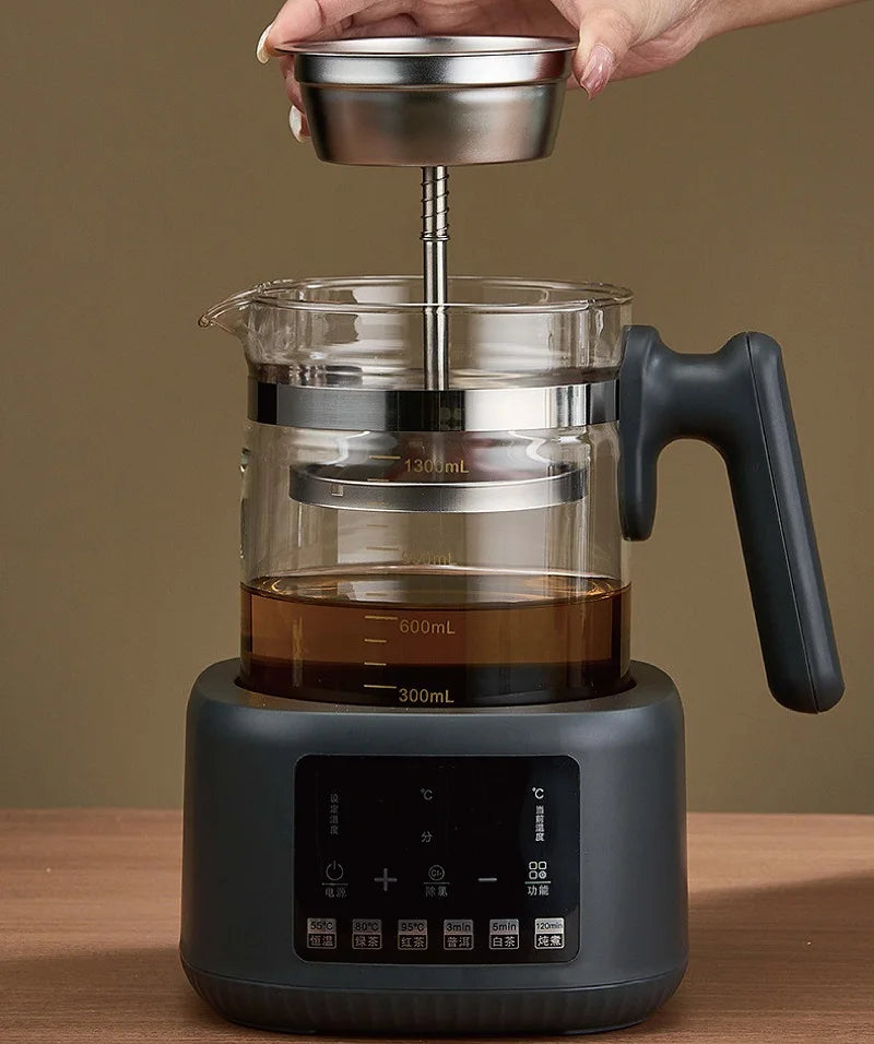 1.3L Electric Glass Tea Maker Kettle 600W with Temperature Control and Keep Warm Function