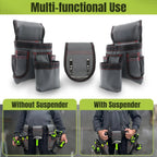 Heavy Duty 22 Pocket Tool Belt with Suspenders Adjustable Utility Work Belt for Construction and Repairs