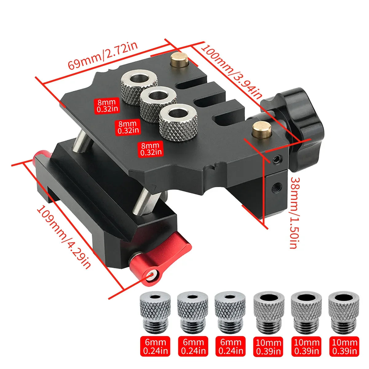 Self-Centering Doweling Jig Kit for Woodworking with Drill Guides and Panel Joiner Tool
