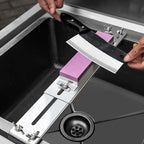 Adjustable Stainless Steel Sink Bridge Sharpening Stone Holder with Non Slip Whetstone Support Stand