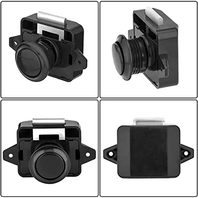 10-Piece Push Button Cabinet Lock Set Zinc Alloy Furniture Door Latches Black
