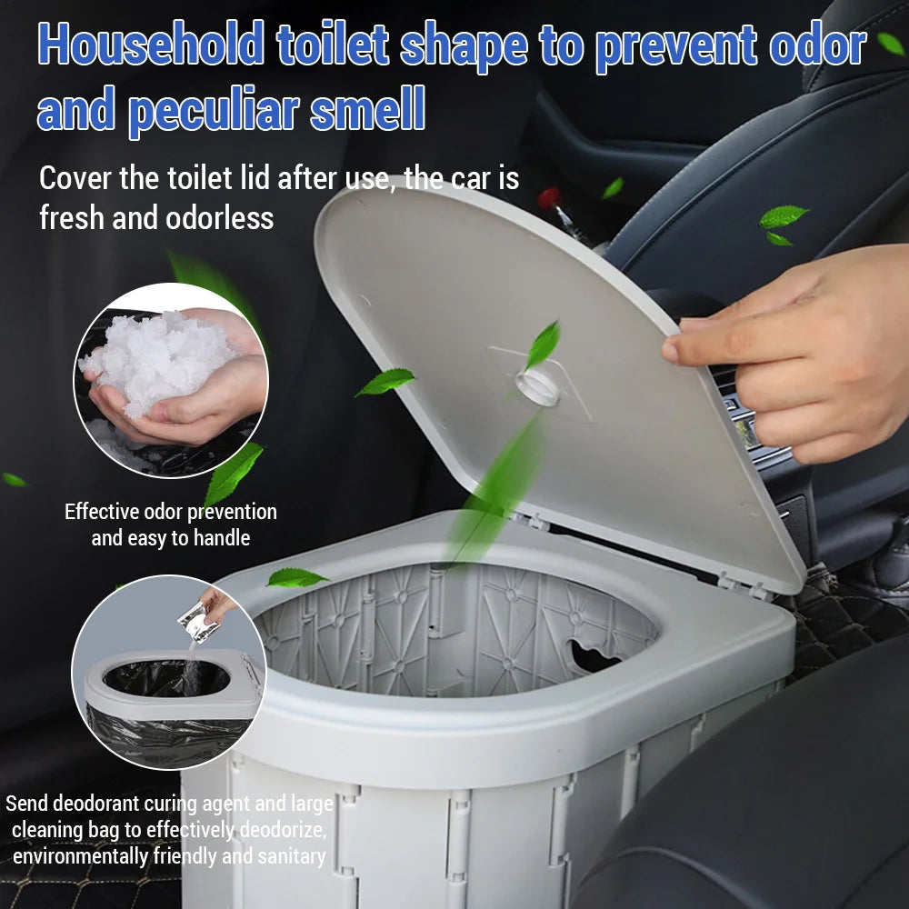 Portable Folding Camping Toilet with Odor Control Bags Non-Slip Base for Travel Caravan Outdoor Use