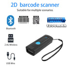 Portable Wireless Barcode Scanner with Bluetooth USB CMOS Scanner for iOS Android Windows