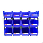 12 Piece Stackable Storage Bin Organizer Set with Dividers and Labels for Tools Parts Desk Storage