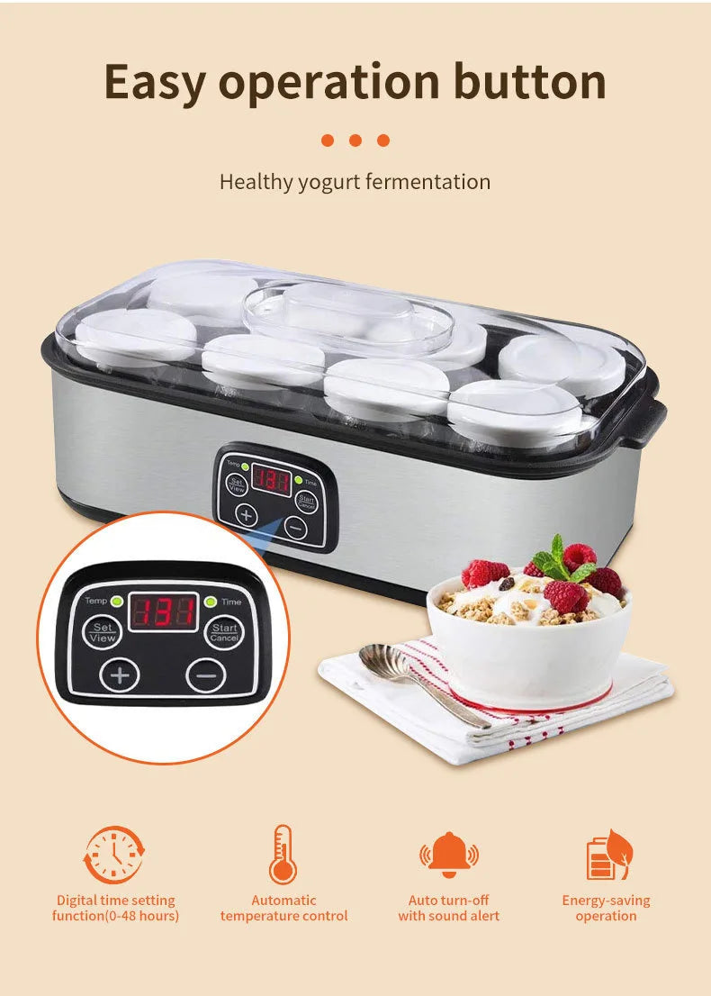 Smart Yogurt Maker 1440ml 8 Cup Digital Fermentation Machine with Timer and Temperature Control