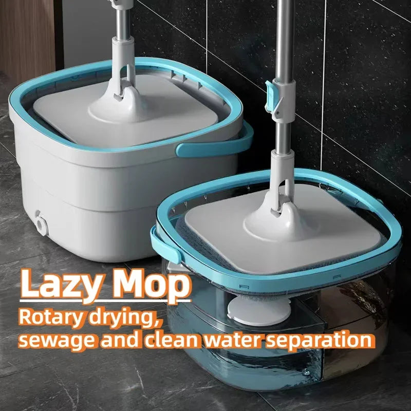 Portable Mop and Bucket Set with Automatic Dewatering, 2 Mopheads, 31x22x32 cm