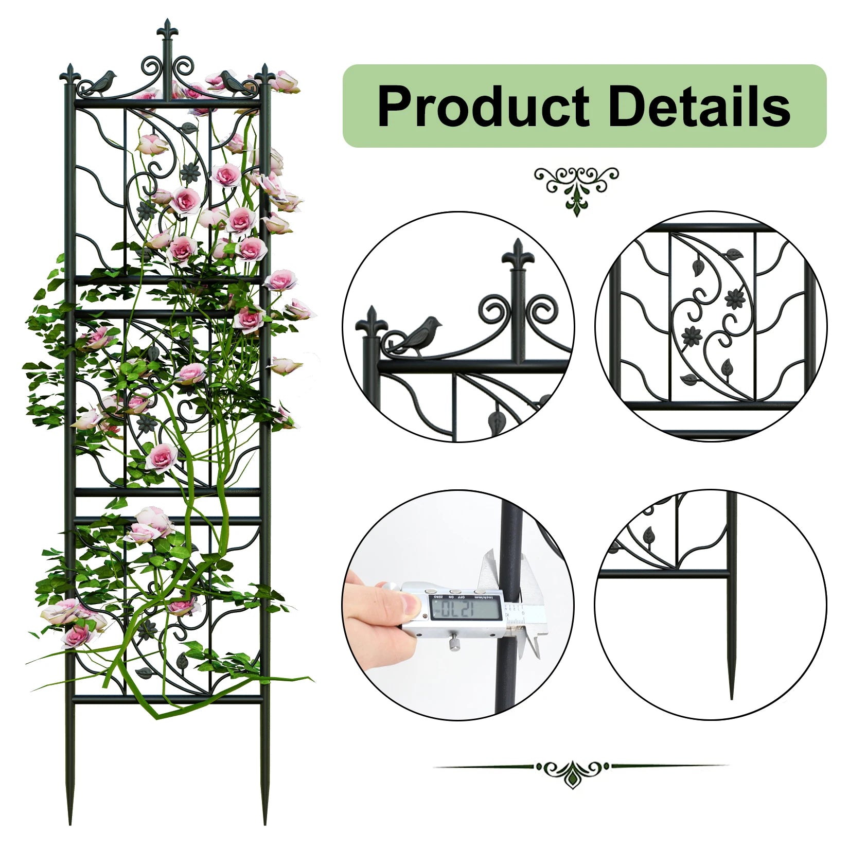 Metal Garden Trellis Plant Climbing Support Fence Panels for Vegetables Flowers and Vines (2 Pack)