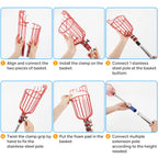 Heavy Duty 13FT Telescopic Fruit Picker Pole with Basket for Apple Mango and Tree Fruit Harvesting