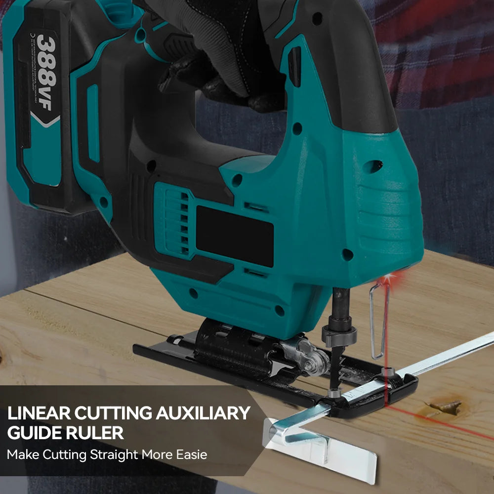 Cordless Brushless Jig Saw 900W Variable Speed Wood Cutting Tool with Laser Guide and LED Light