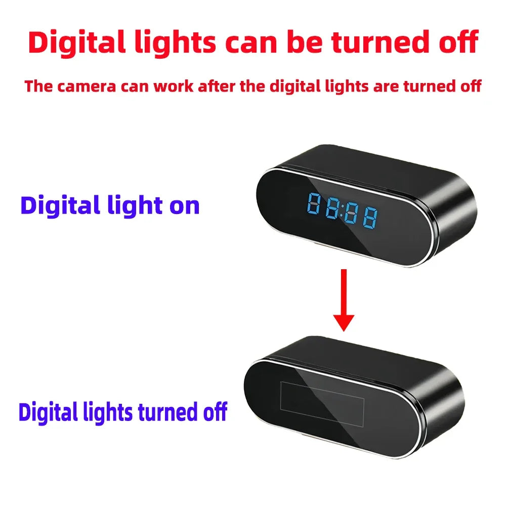 Mini Clock Camera 1080P WiFi 120 Degree Night Vision Motion Detection with 32GB Card