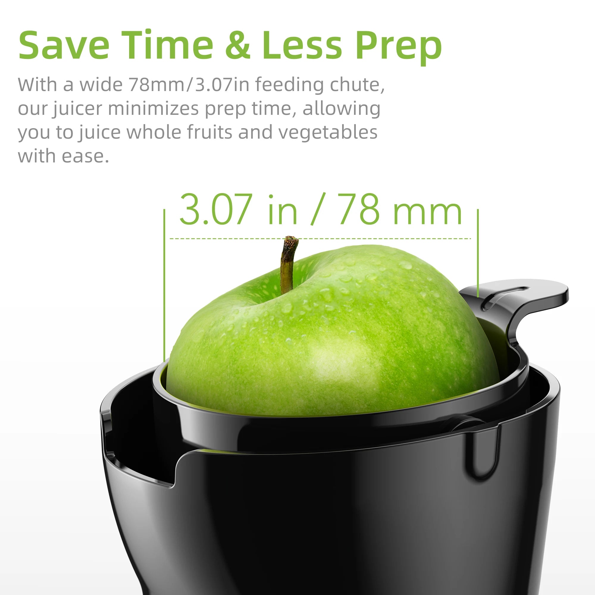 Portable Slow Masticating Juicer 200W with 78mm Wide Feed Chute for Fruit and Vegetable Juice