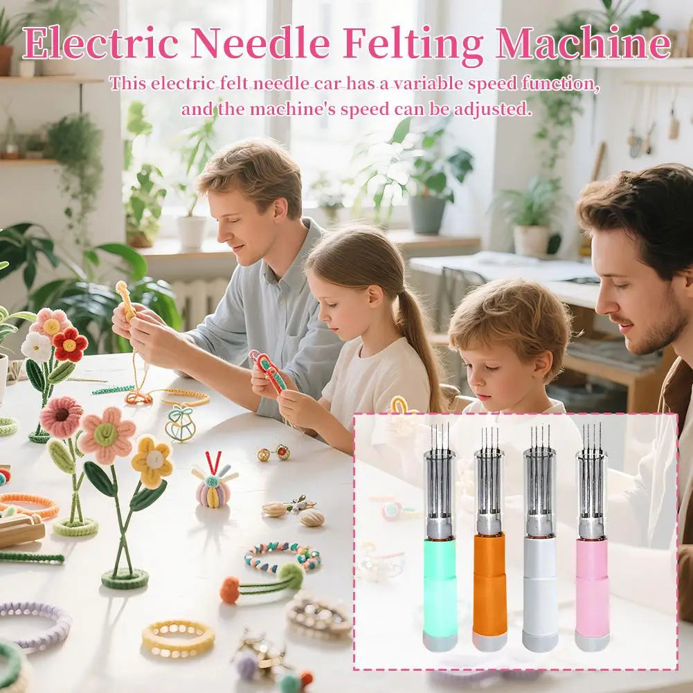 Electric Needle Felting Machine Adjustable Speed Multi-Needle Wool Craft Tool with Power Supply
