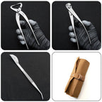 Professional 7-Piece Bonsai Tool Set with Eco-Leather Roll, 21cm Scissors & Tweezers