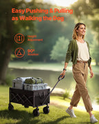 Portable Folding Utility Wagon Cart 100Kg Capacity with All-Terrain Wheels for Beach Grocery and Garden