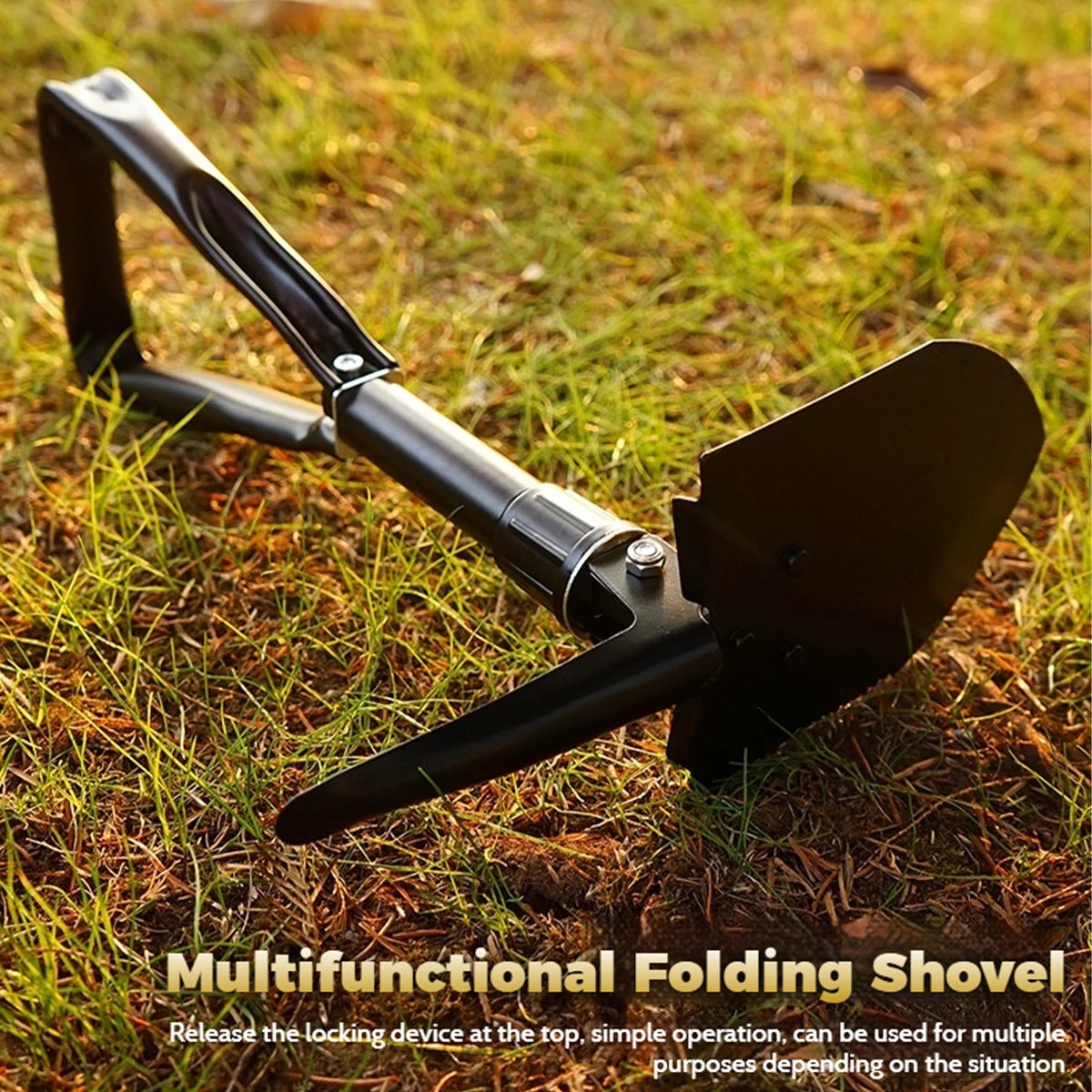 Portable Folding Camping Shovel with Carry Bag Multifunction Outdoor Spade Tool