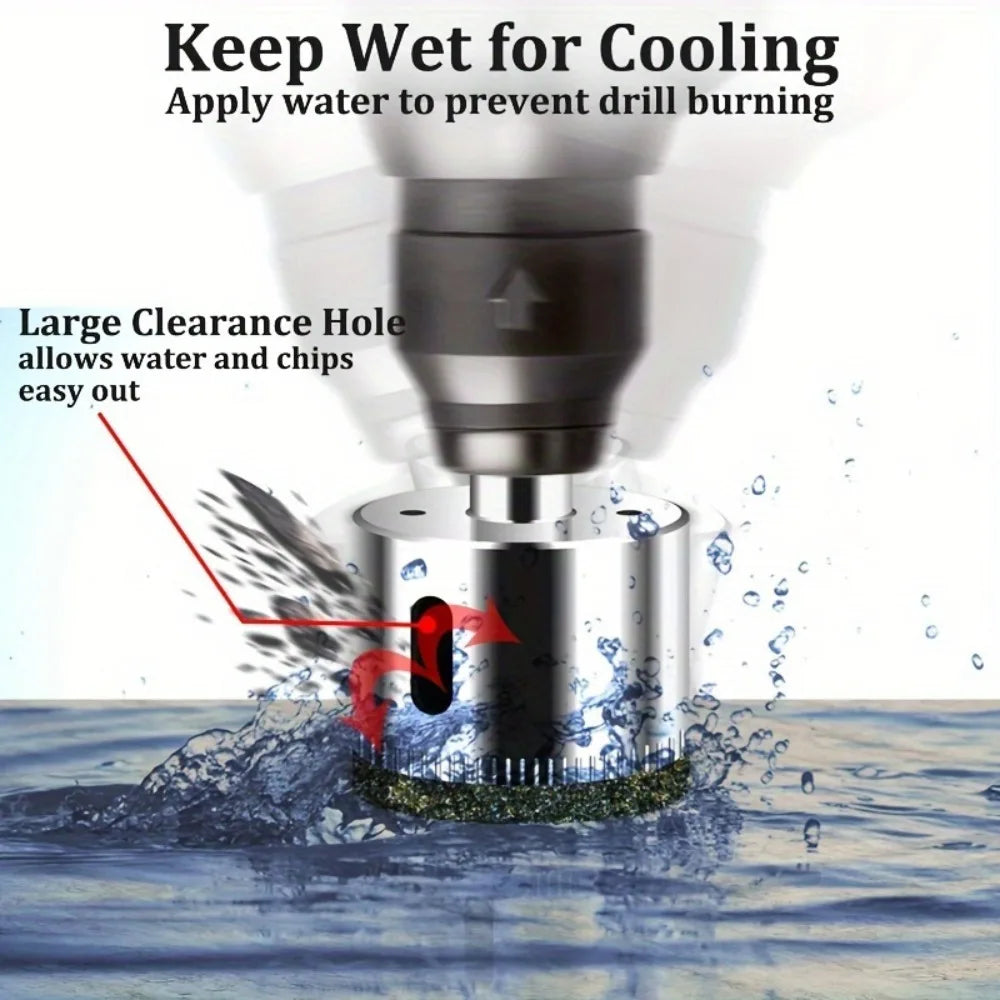Diamond Hole Saw Kit 11 Piece 6-32mm with Adjustable Suction Guide for Tile Glass Marble Granite