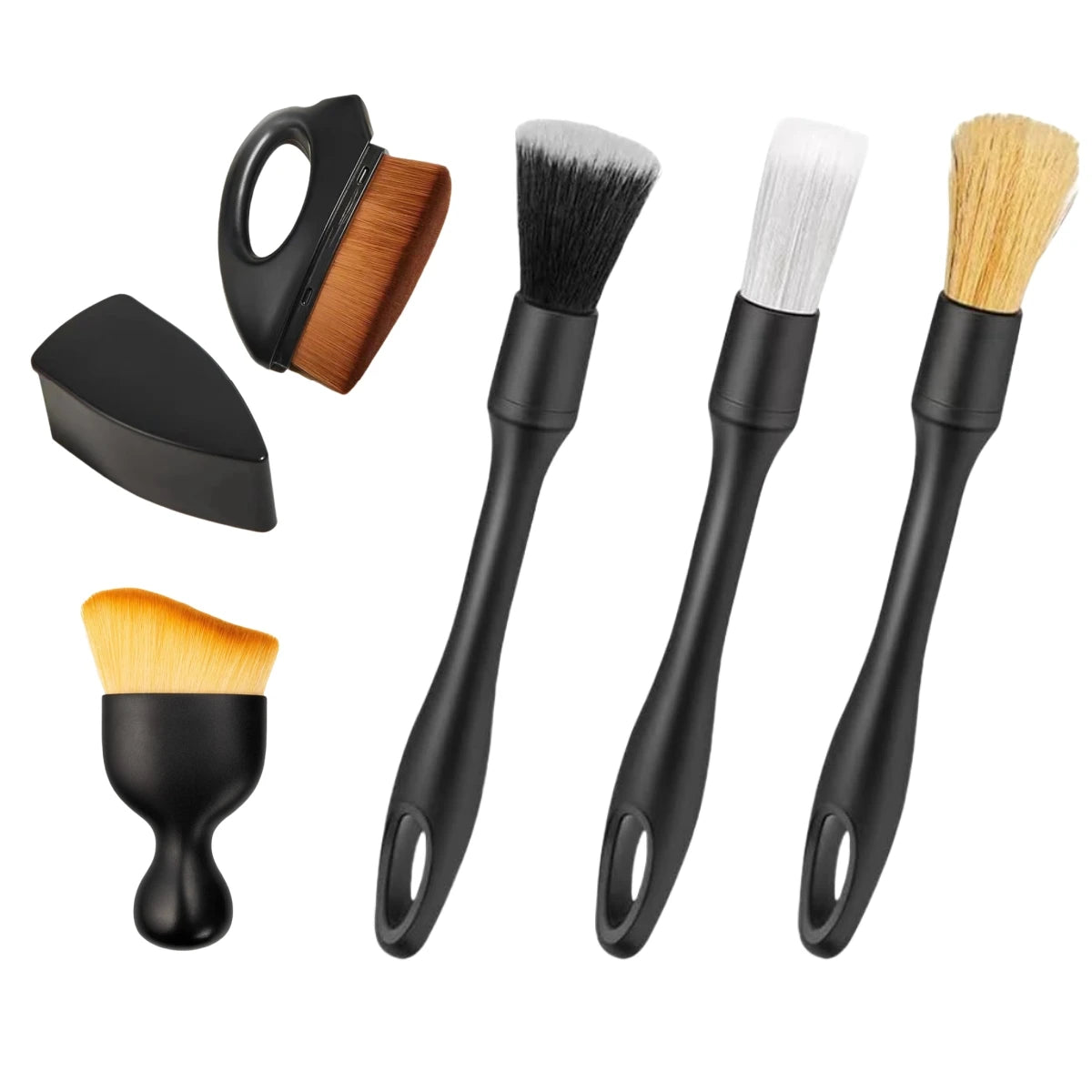 5 Piece Car Cleaning Brush Kit for Interior Exterior Detailing Vents Dashboard and Wheels