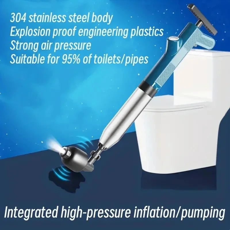 Multi-Purpose Pipe Cleaning Tool with Air Pressure Pump for Toilet Sink and Floor Drain