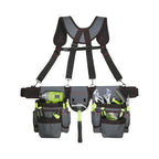 Heavy Duty 22 Pocket Tool Belt with Suspenders Adjustable Utility Work Belt for Construction and Repairs