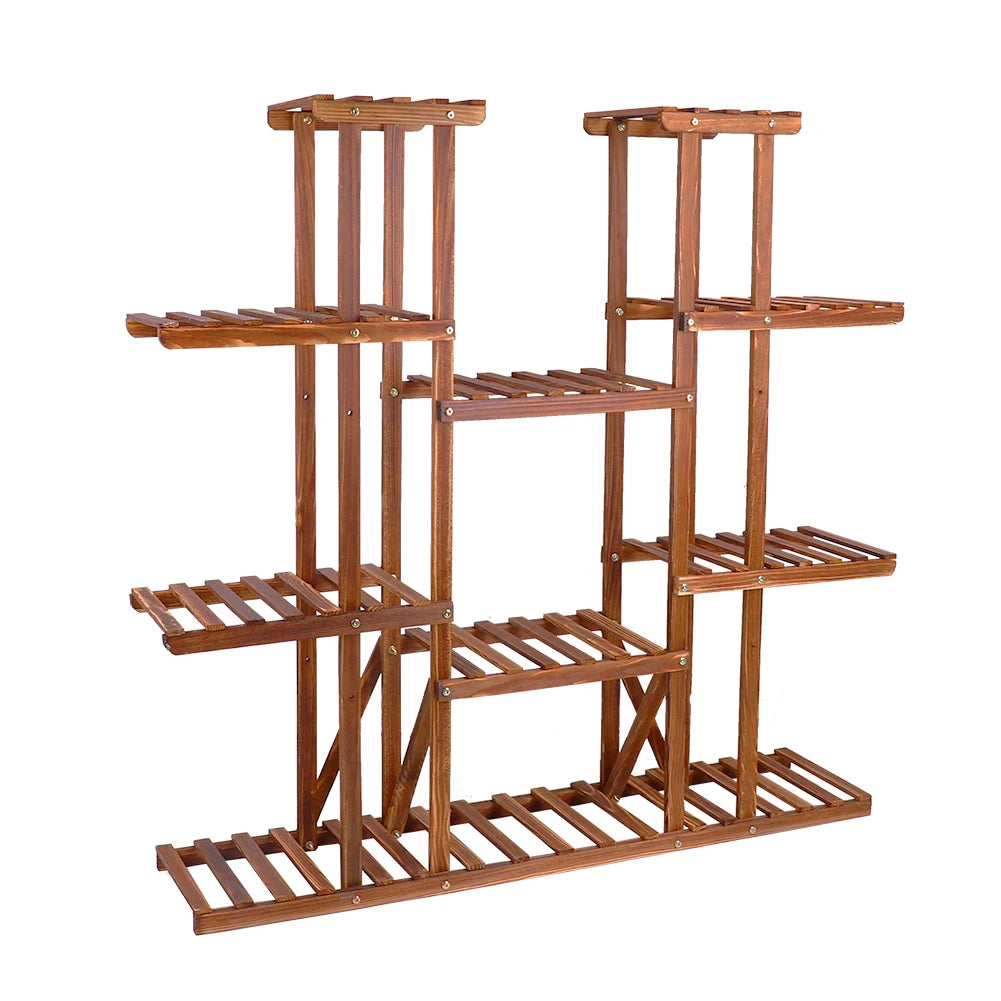 Wooden Multi-Tier Plant Shelf Stand Indoor Outdoor Flower Pot Display Rack