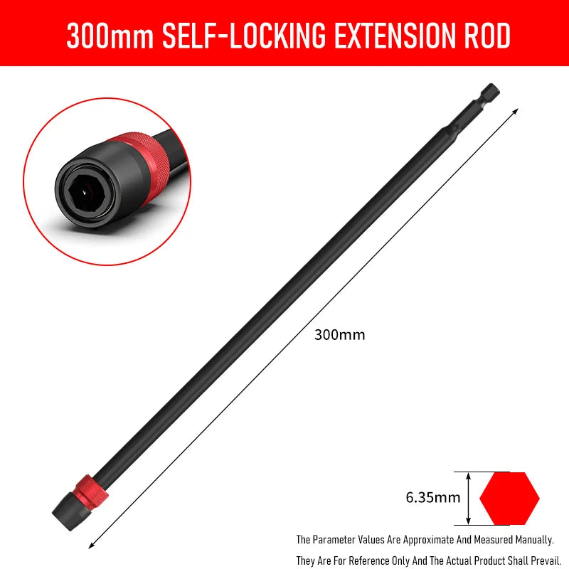 Drill Extension Bit Holder 30cm Heavy Duty 1/4 Inch Hex Quick Release Screwdriver Adapter with 12 Bits