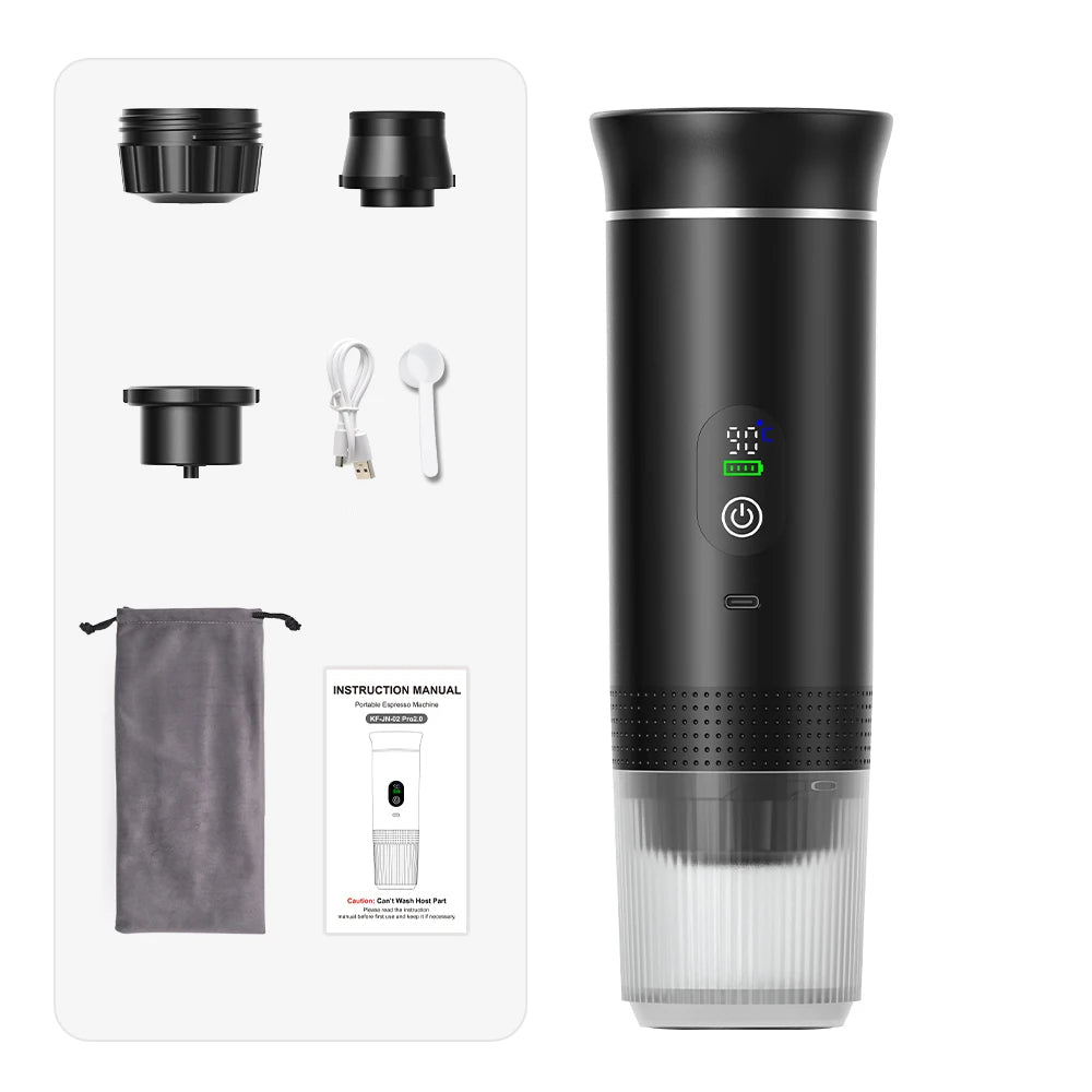 Portable Wireless Espresso Coffee Machine 72W Rechargeable 60ml Coffee Maker for Travel Camping