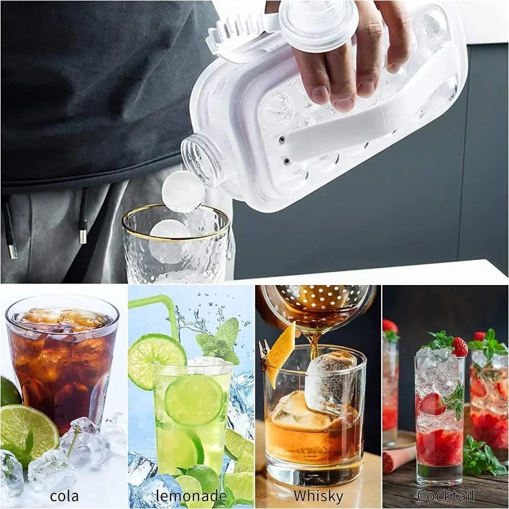 Portable 2-in-1 Ice Ball Maker Bottle with 17 Ice Cube Mold Tray for Whiskey and Cold Drinks