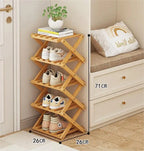 Foldable Bamboo Shoe Rack 5 Tier Space Saving Shoe Storage Organizer