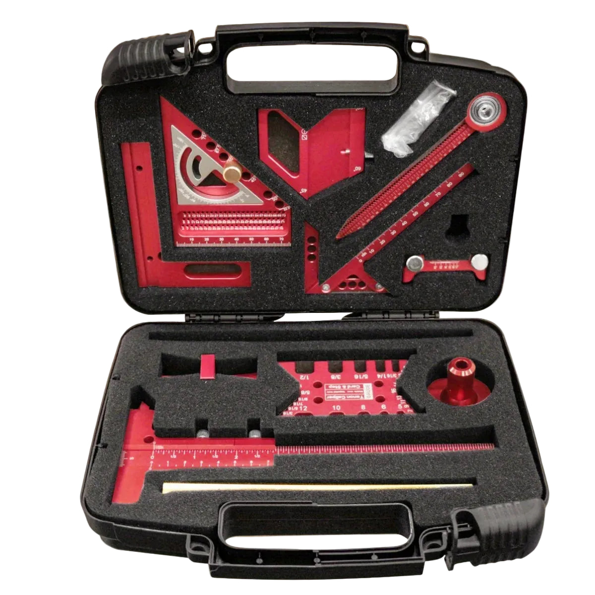 Multi Angle Woodworking Square and Marking Tool Set with Storage Case 10 Piece Layout Kit
