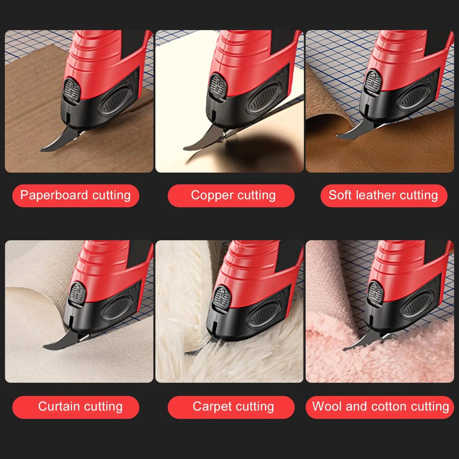 Portable Rechargeable Electric Fabric Cutter 4.2V Cordless Rotary Scissors for Cloth Leather and Cardboard