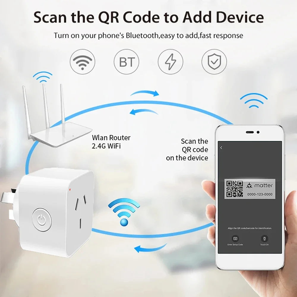 Smart AU Power Outlet Plug with 2.4GHz WiFi – App Control and Voice Commands for Home Automation