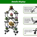 6-Tier Heart-Shaped Plant Stand with Wheels Metal Flower Rack for Indoor Outdoor Use