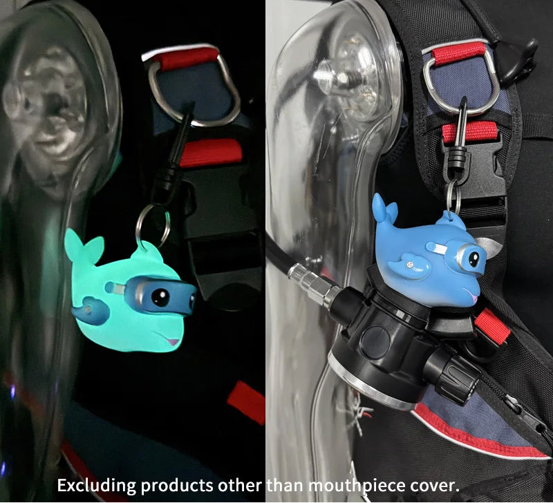 Diving Regulator Mouthpiece Cover Luminous Dolphin Design with 360 Degree Rotating Clip