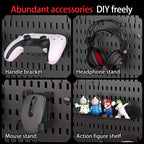 Desktop Pegboard Organizer Kit with 2 Display Panels, 10 Hooks and 2 Storage Trays for Home Office Storage