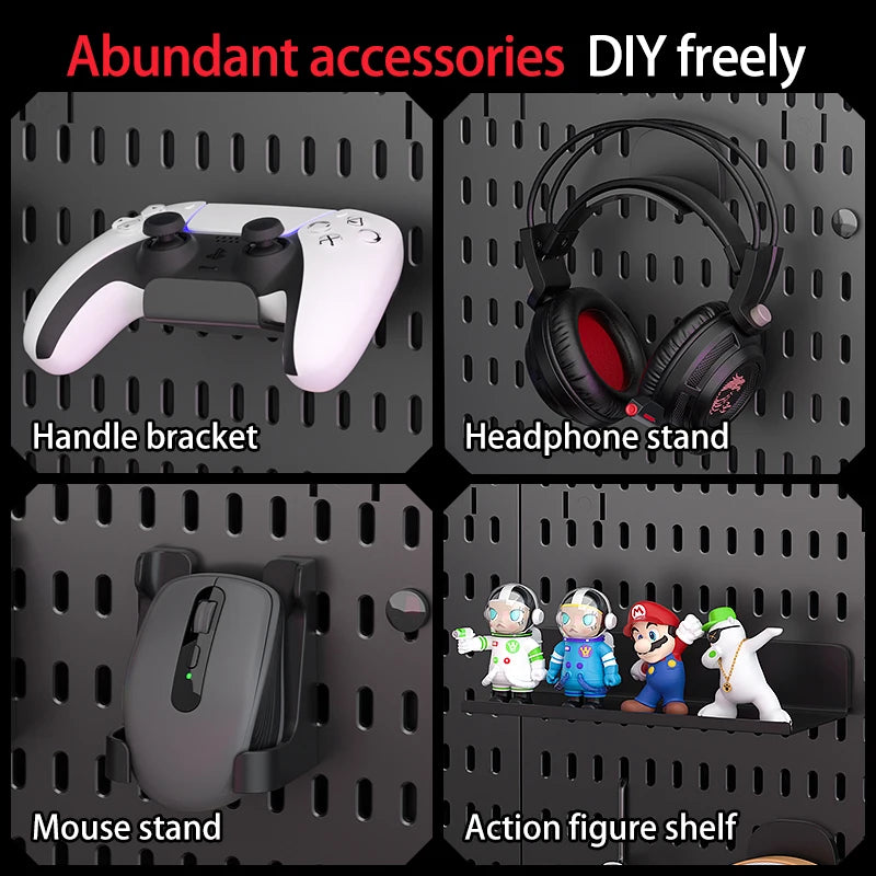 Desktop Pegboard Organizer Kit with 2 Display Panels, 10 Hooks and 2 Storage Trays for Home Office Storage