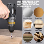 Countersink Drill Bit Set 5 Piece M35 Cobalt 82 Degree 5 Flute Hex Shank for Wood Metal Drilling