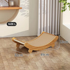 Cat Scratcher Rocking Bed Wooden Curved Hammock with Scratching Surface