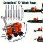 Chain Sharpening Tool Portable Manual Grinder Clamp Kit with 4 Grinding Heads for 10cm-56cm Guide Bars