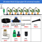 Universal 20M Automatic Irrigation Sprinkler Kit, Rotating Copper Nozzle for Garden & Balcony Watering