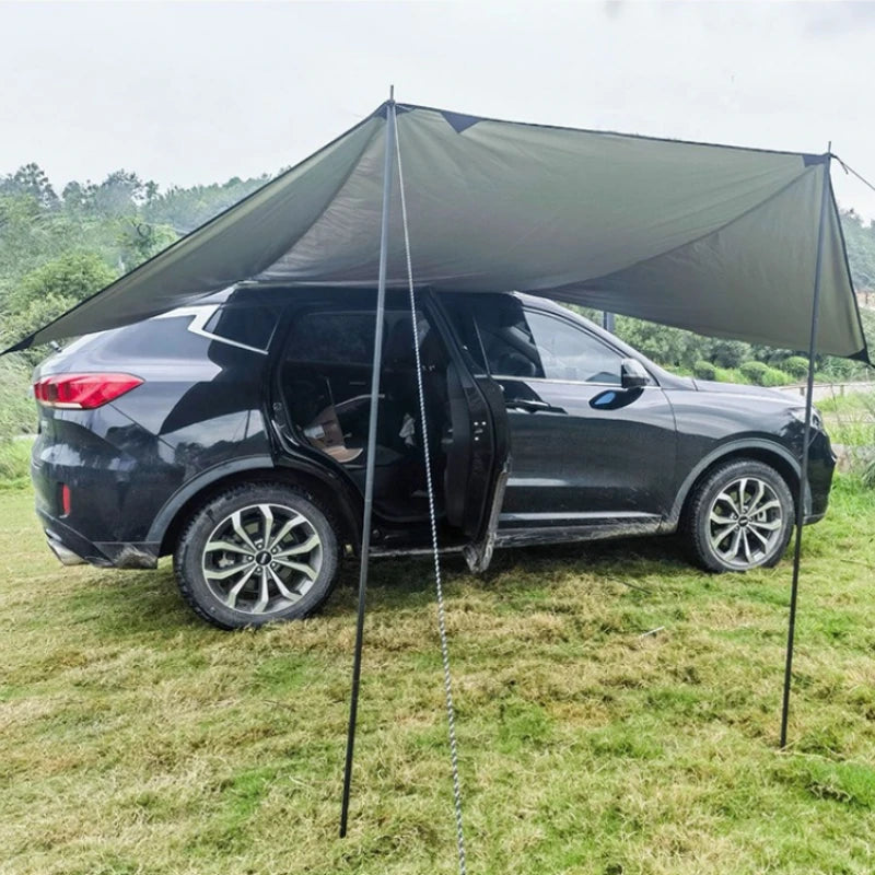 Portable SUV Side Canopy Outdoor Camping Awning with Wind Ropes, Ground Stakes and Storage Bag
