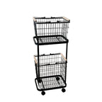 Heavy Duty 2 Tier Laundry Hamper Rolling Clothes Storage Basket with Metal Frame
