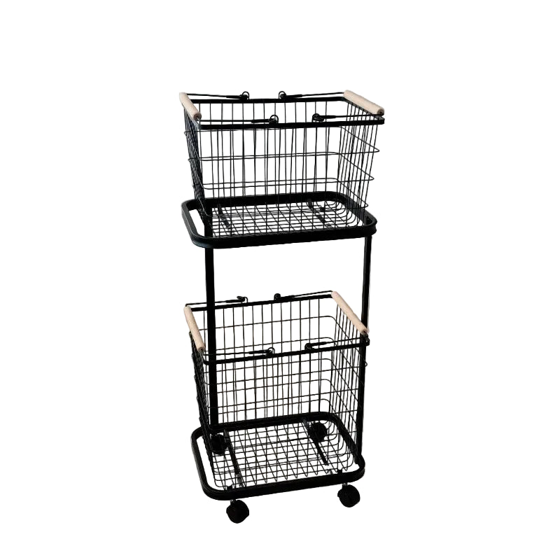 Heavy Duty 2 Tier Laundry Hamper Rolling Clothes Storage Basket with Metal Frame