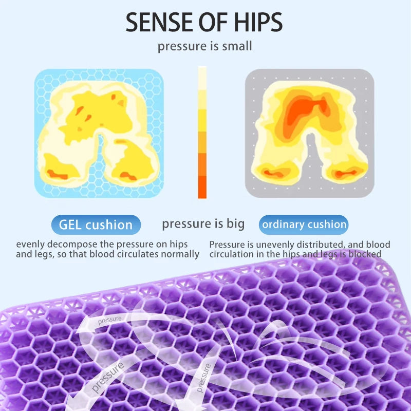 Breathable Gel Seat Cushion Honeycomb Design for Office Chair Car Seat Wheelchair Summer Cooling Pad