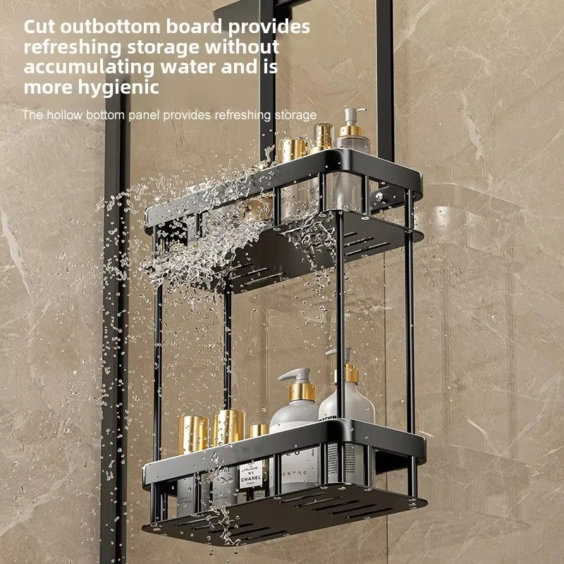Portable 2 Tier Bathroom Wall Storage Rack Waterproof Toiletry Organizer Shelf