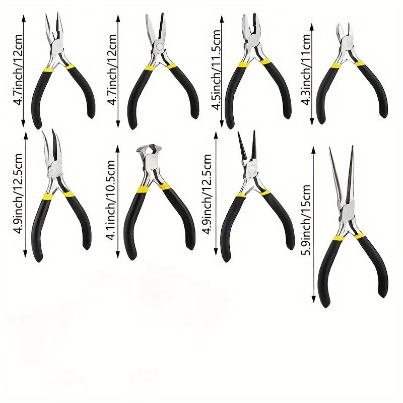 Heavy Duty 8 Piece Steel Pliers Tool Set with Needle Nose Pliers, Wire Cutters and Scissors for Repairs
