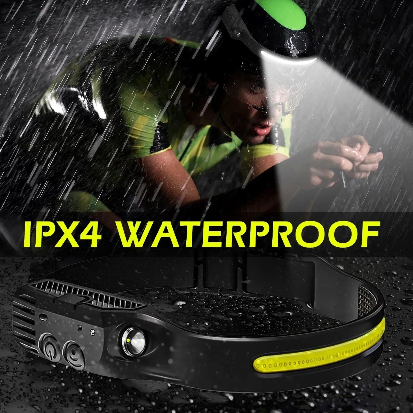 USB Rechargeable LED COB Sensor Headlamp White Light Head Torch Work Lamp Outdoor Waterproof Camping Fishing Lantern Headlight