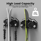 Ski and Snowboard Wall Mount Gravity Lock Storage Rack with TPE Pads and Utility Hook