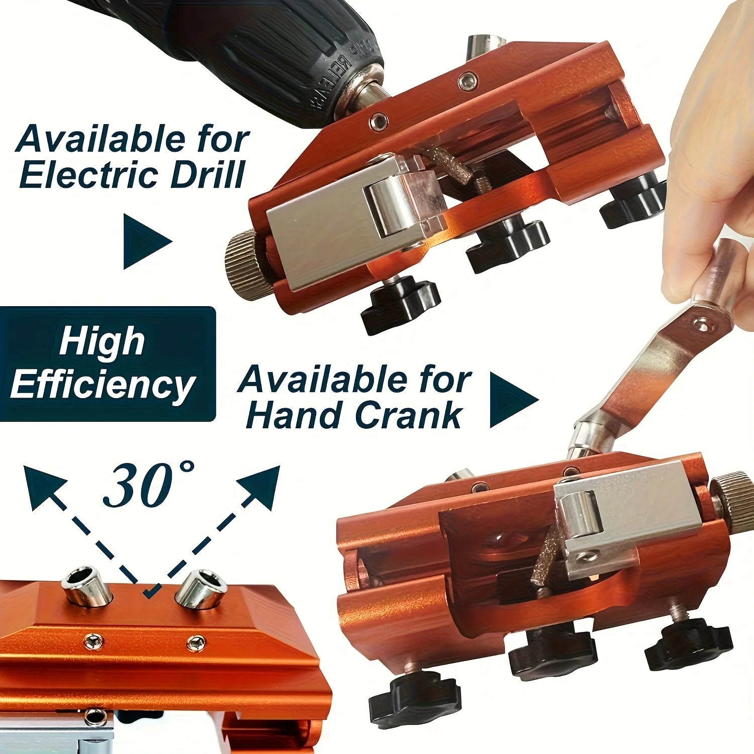 Chain Sharpening Tool Portable Manual Grinder Clamp Kit with 4 Grinding Heads for 10cm-56cm Guide Bars